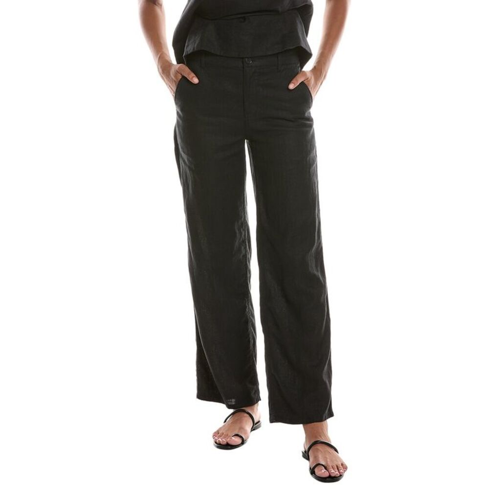 Madewell Womens  The Zoe Relaxed Straight Linen Pant, Black